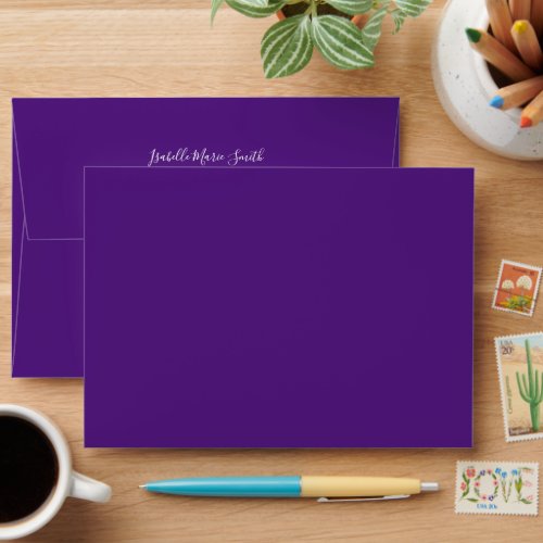 Chic Plain Purple Color Wash Wedding A7 Invite Envelope