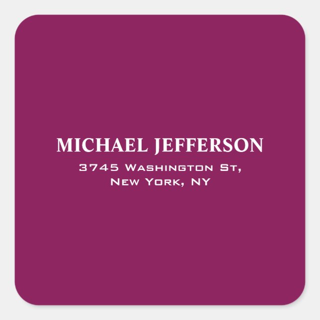 Chic Plain Wine Color Personalized Custom Square Sticker (Front)