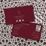 Chic Plain Wine Red with Monogram Photo and Jewels Business Card