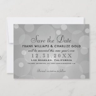 Chic Platinum Gray Champagne Bubble Wedding Save The Date