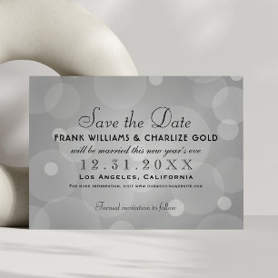 Chic Platinum Gray Champagne Bubble Wedding Save The Date