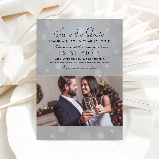 Chic Platinum Gray Photo Bubble Wedding Save The Date (Creator Uploaded)