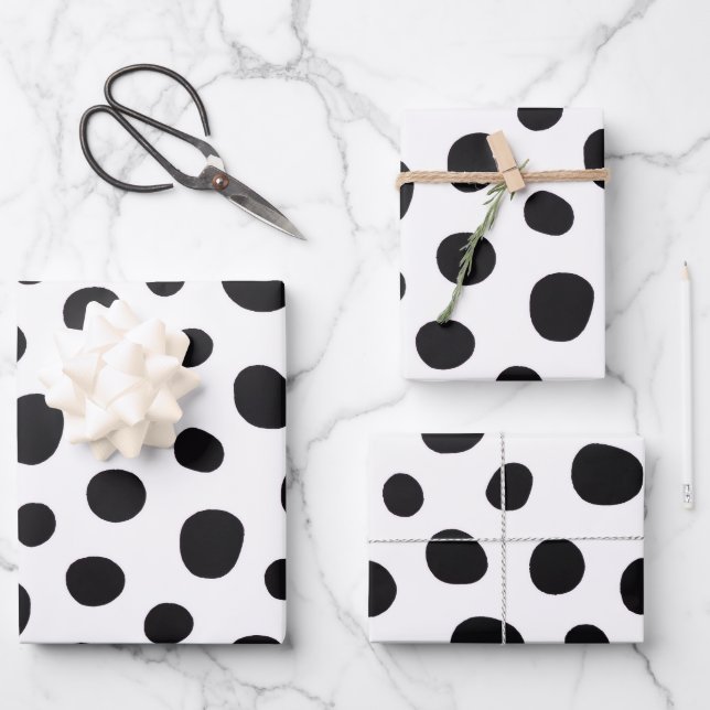 Chic Playful Energy Dalmatian Spot Pattern Wrapping Paper Sheets (Front)