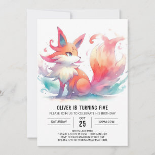 Chic Playful Fox Birthday Invitation