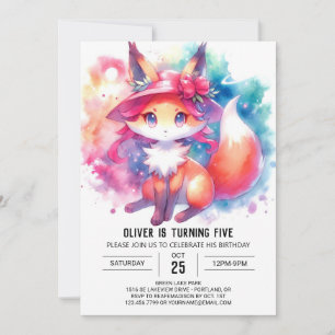 Chic Playful Fox Birthday Invitation
