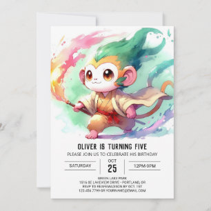 Chic Playful Monkey Birthday Invitation
