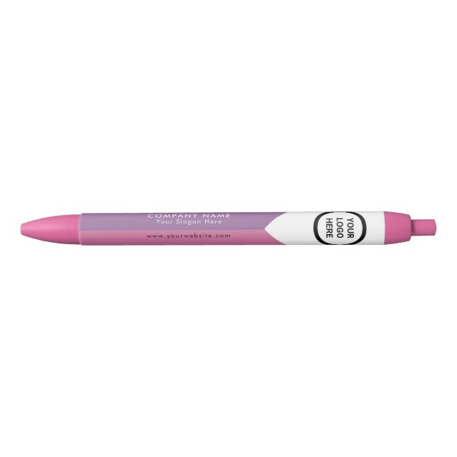 Chic Playful Pink White Dual Tone Business Logo Pen (Front)
