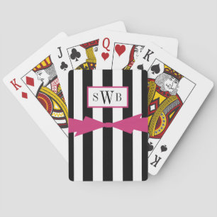 CHIC PLAYING CARDS_BLACK/WHITE STRIPES/PINK POKER CARDS