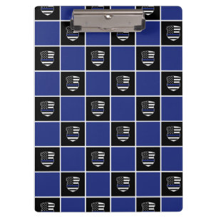 Chic Police Officer Thin Blue Line Badge Pattern Clipboard