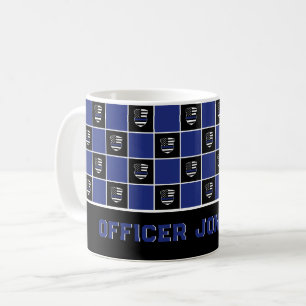 Chic Police Officer Thin Blue Line Badge Pattern Coffee Mug