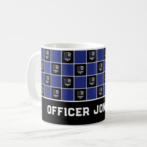 Chic Police Officer Thin Blue Line Badge Pattern Coffee Mug