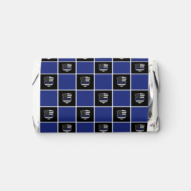 Chic Police Officer Thin Blue Line Badge Pattern Hershey's Miniatures (Front)