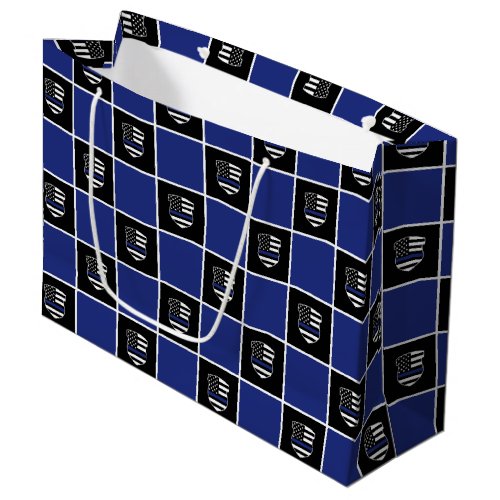 Chic Police Officer Thin Blue Line Badge Pattern Large Gift Bag