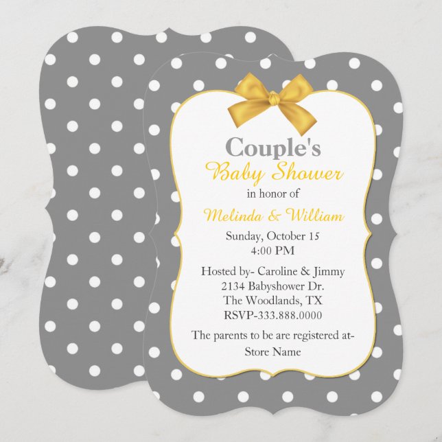 Chic Polka Dot Couple's Baby Shower Invitation (Front/Back)