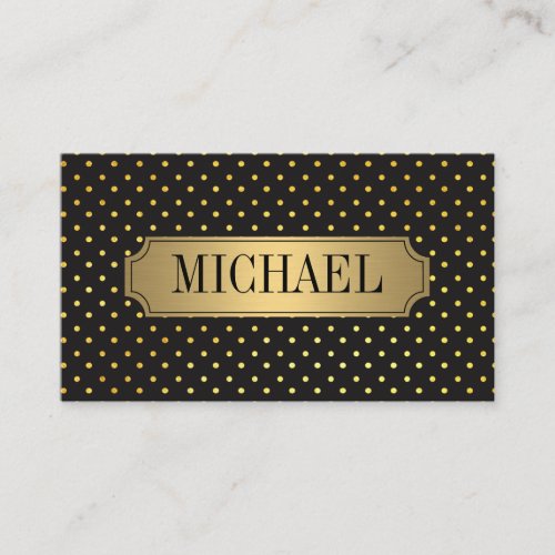 Chic Polka Dot Pattern Luxe Gold Metallic Business Card