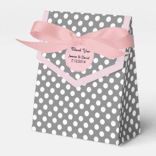Chic Polka Dot Pink and Gray Favor Gift Box