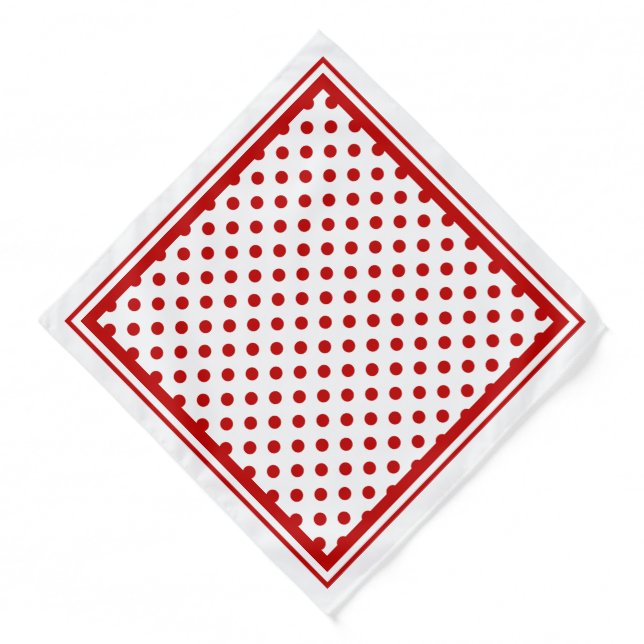 Chic Polka Dot Red White Background Bandana (Front)