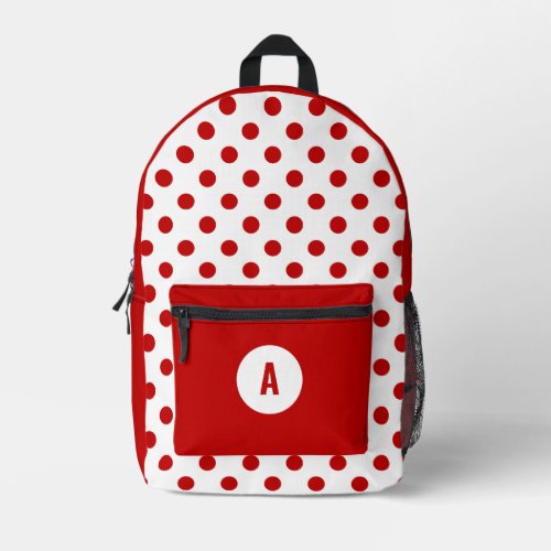Chic Polka Dot Red White Background Printed Backpack