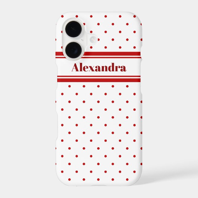 Chic Polka Dot Red White Pattern Case-Mate iPhone Case (Back)