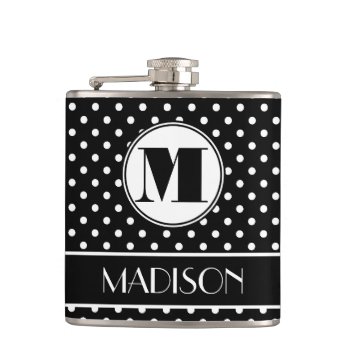 Chic Polka Dots Monogram Personalized Flask by PartyHearty at Zazzle