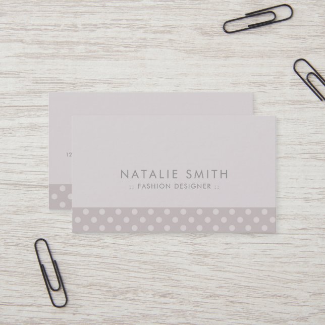 Chic Polka Dots Pattern Modern Business Card (Front/Back In Situ)