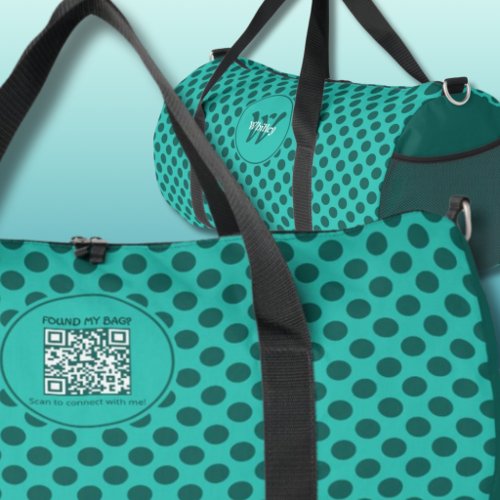 Chic Polka Dots Theme Smart Dynamic QR Code Large Duffle Bag