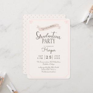 chic Polkadot vintage graduation party Invitation