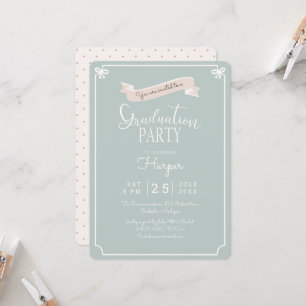 chic Polkadot vintage graduation party Invitation