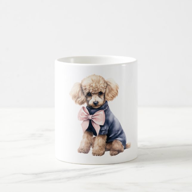 Chic Poodle in Pink & Blue Coffee Mug (Center)
