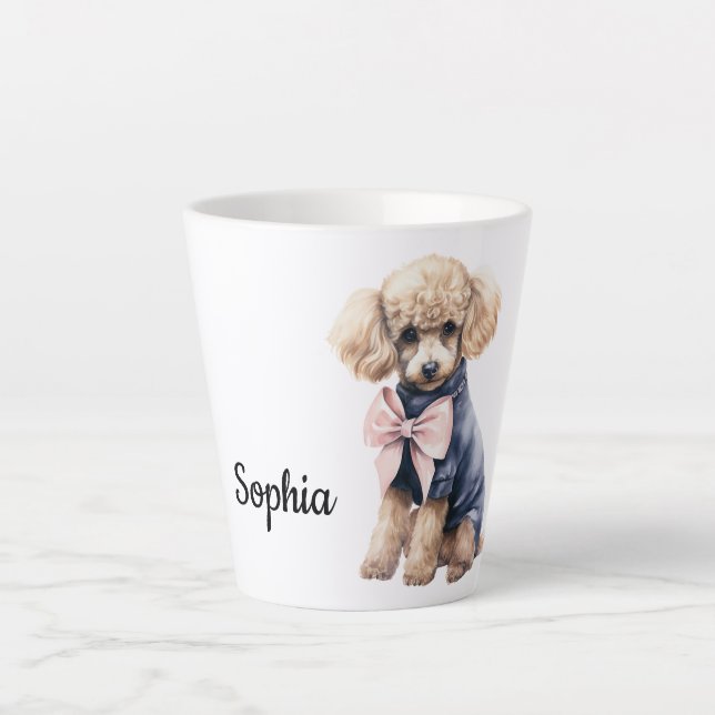 Chic Poodle in Pink & Blue Latte Mug (Front)