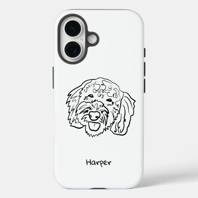 Chic Poodle Outline: Personalize Your Phone Case (Back)