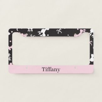 Chic Poodles Pink and Black Design License Plate Frame