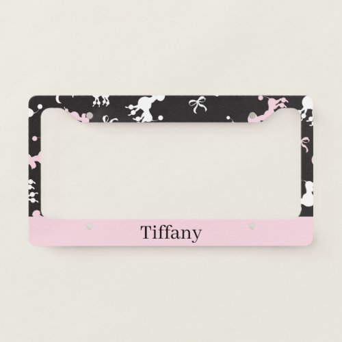 Chic Poodles Pink and Black Design License Plate Frame