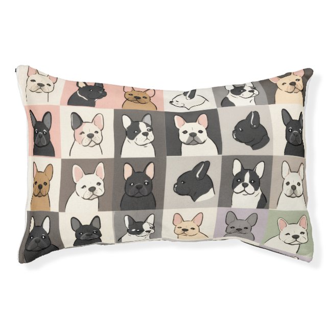 Chic Pop Art French Bulldog Pattern Dog Bed  (Front)