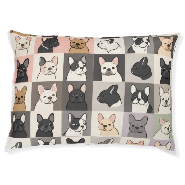 Chic Pop Art French Bulldog Pattern Dog Bed  (Front)