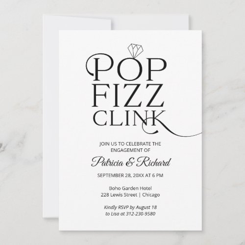 Chic Pop Fizz Clink Engagement Party Invitation