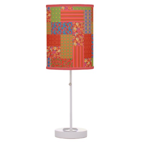 Chic Poppies Faux_patchwork Table Lamp