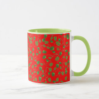 Chic Poppy Buds on Red Ringer Coffee Mug