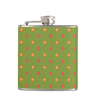 Chic Poppy Colors Polka Dots Hip Flask