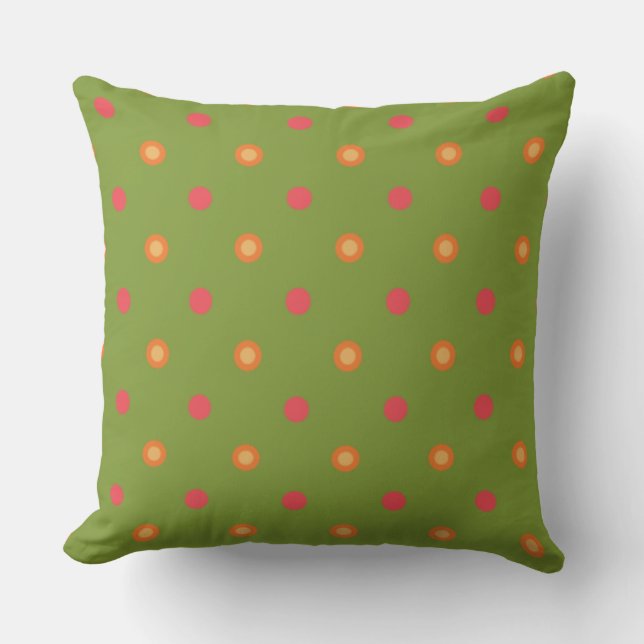 Chic Poppy Colors Polka Dots Pillow or Cushion (Front)