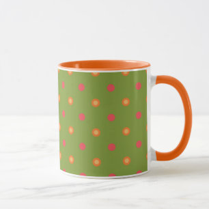 Chic Poppy Colors Polka Dots Ringer Coffee Mug