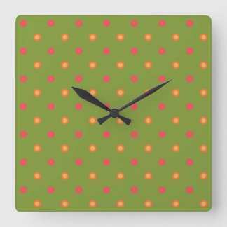 Chic Poppy Colours Polka Dots Square Wall Clock