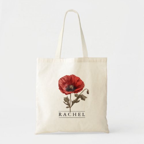 Chic Poppy Floral_Personalize_Budget Tote Bag