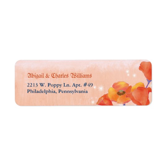 Chic Poppy Meadow Wedding Return Address Label