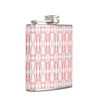 Chic Poppy Outline Red on White Hip Flask