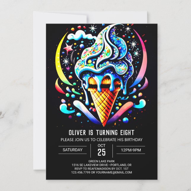 Chic Popsicle Custom Boy Ice Cream Birthday Invitation (Front)