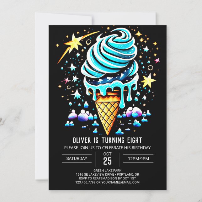 Chic Popsicle Editable Boy Ice Cream Birthday Invitation (Front)