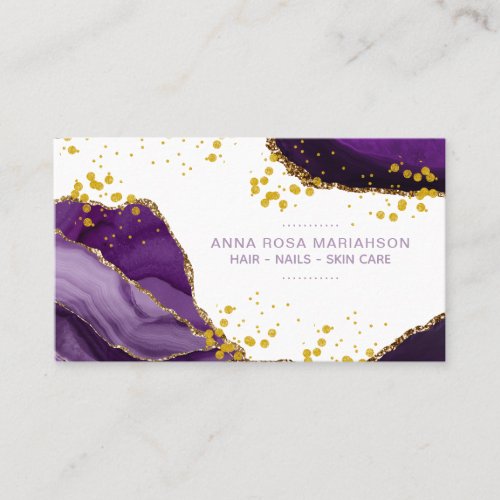  Chic Popular Gold Glitter Purple Agate Girly Business Card