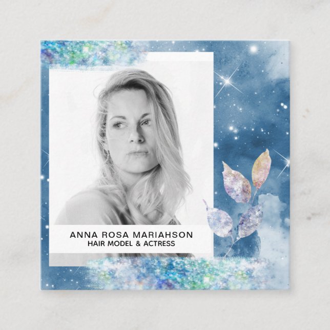 *~* Chic Popular Hair Model Actress PHOTO Stars Square Business Card (Front)