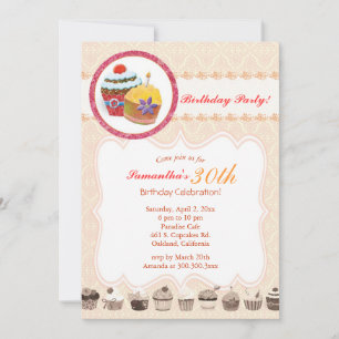 Chic Posh Cupcakes 30th Birthday Party Invitation